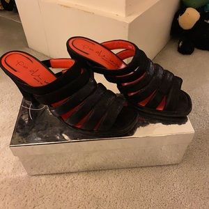 Pas de rouge black strapping heeled sandals